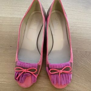 J Crew Block Heel Fringe Colorblock Heels